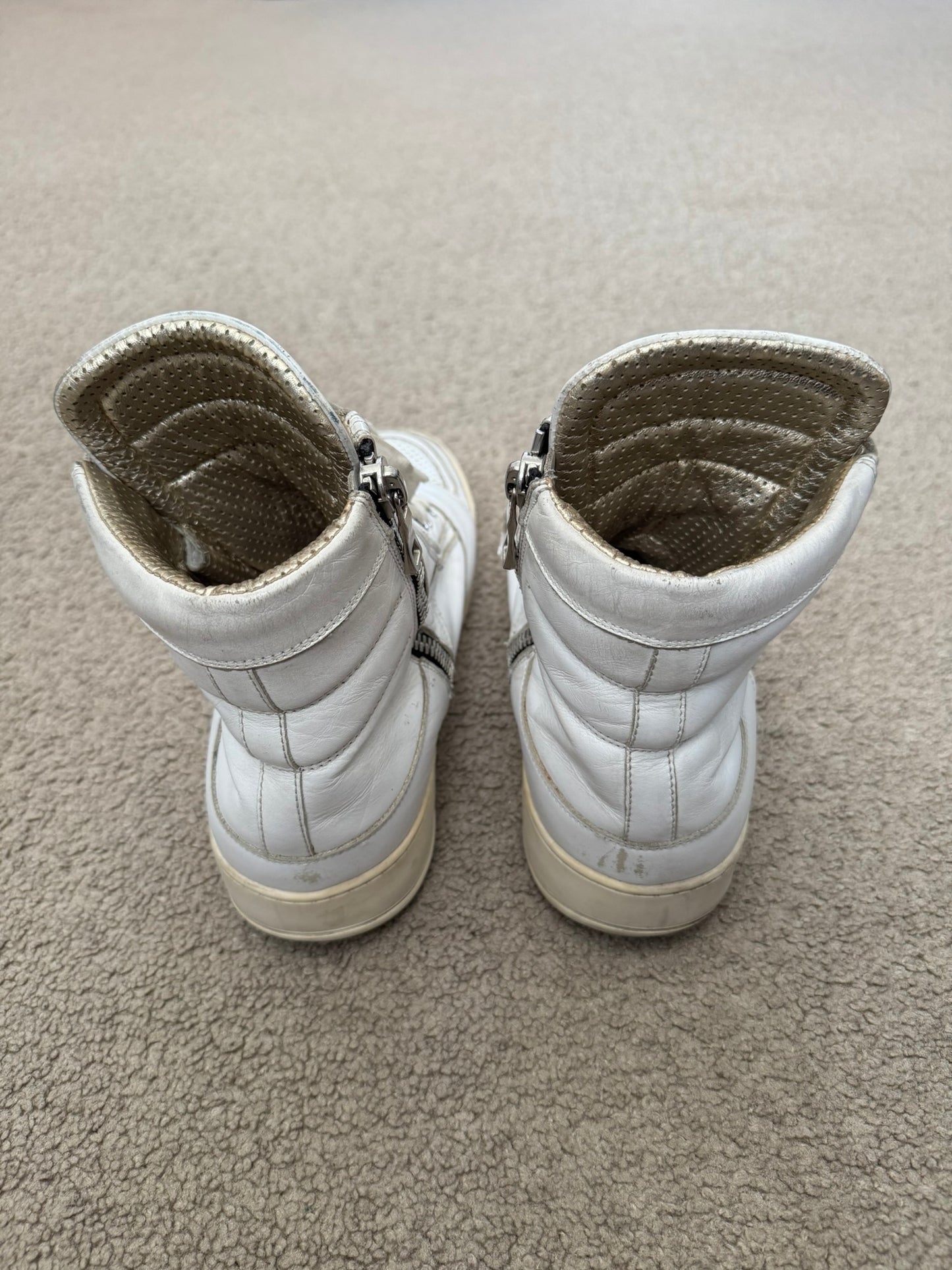 SS13 Balmain by Olivier Rousteing White Leather High Top Sneakers