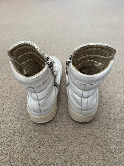 SS13 Balmain by Olivier Rousteing White Leather High Top Sneakers