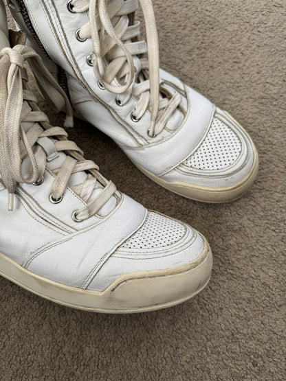 SS13 Balmain by Olivier Rousteing White Leather High Top Sneakers