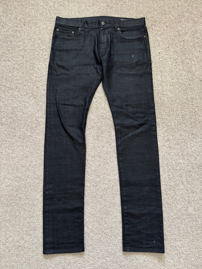 FW13 Saint Laurent by Hedi Slimane Black Wax D02 Denim Jeans