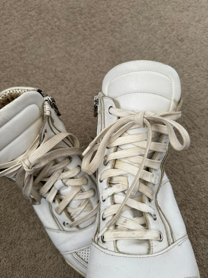 SS13 Balmain by Olivier Rousteing White Leather High Top Sneakers