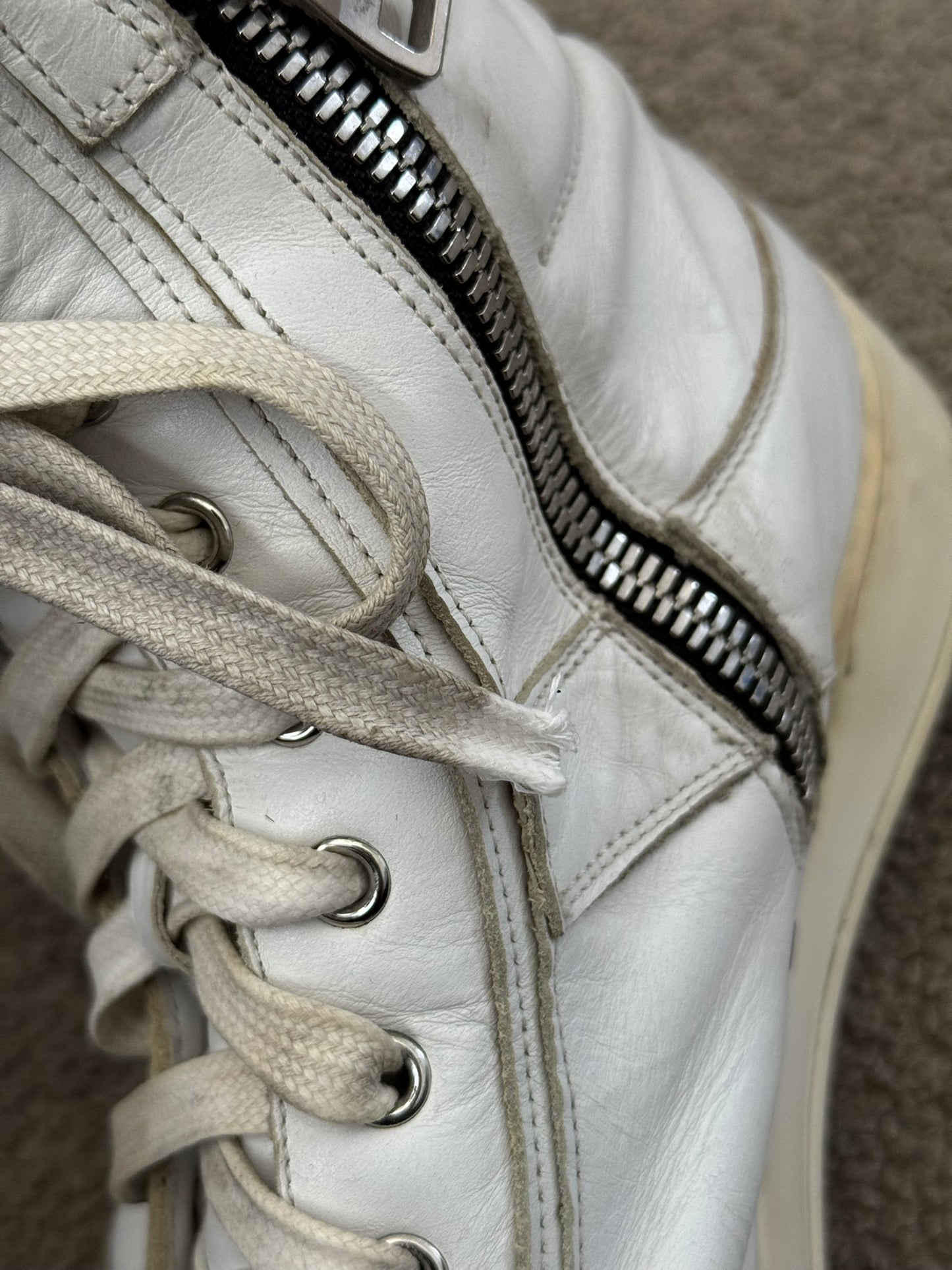 SS13 Balmain by Olivier Rousteing White Leather High Top Sneakers