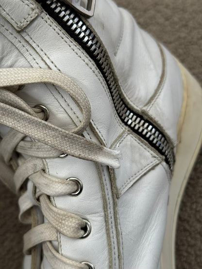 SS13 Balmain by Olivier Rousteing White Leather High Top Sneakers