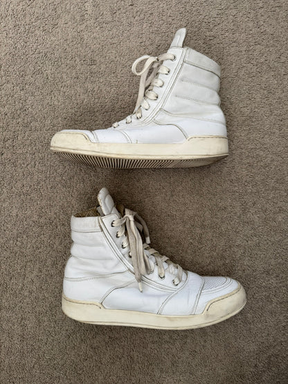 SS13 Balmain by Olivier Rousteing White Leather High Top Sneakers