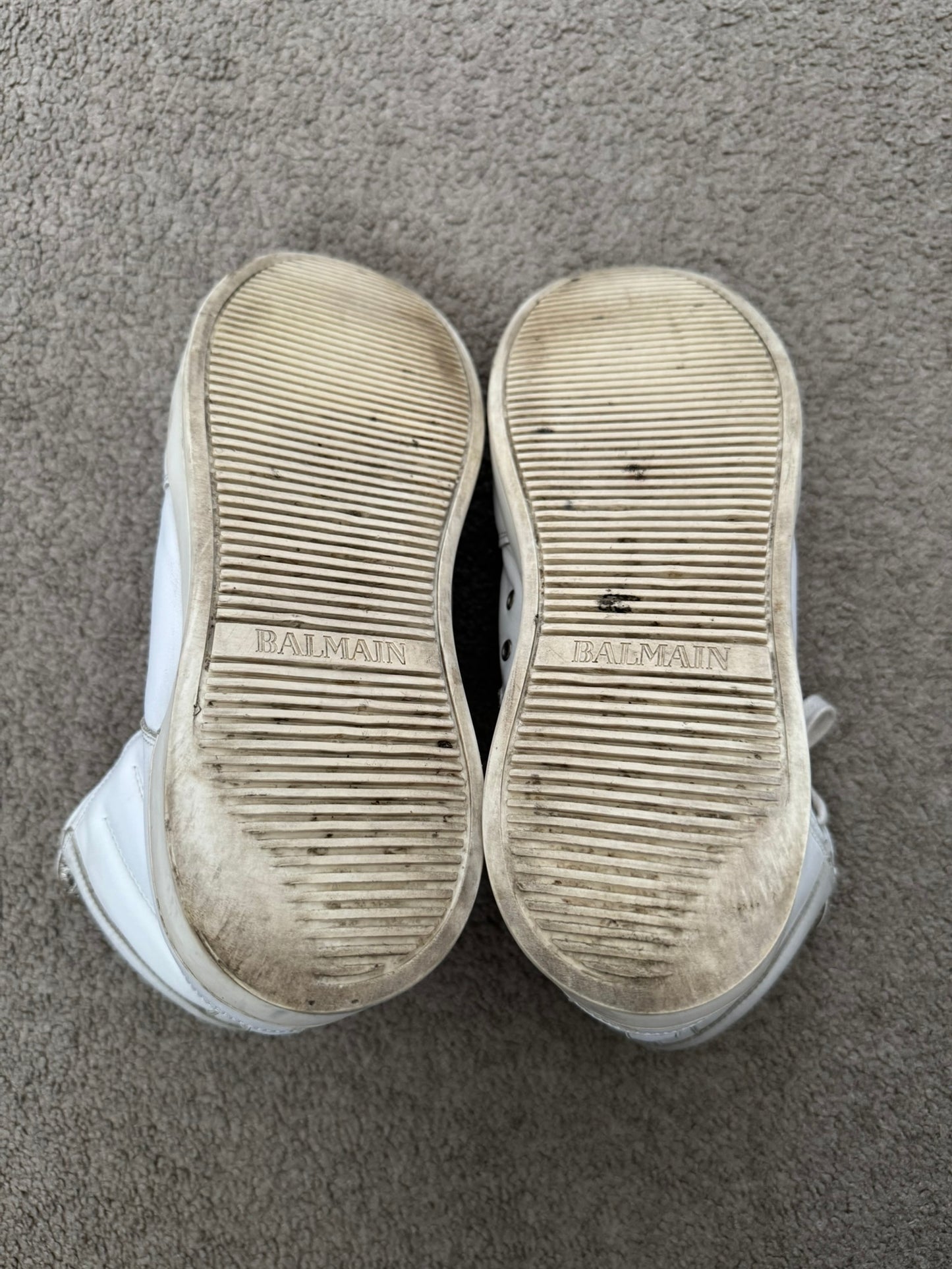 SS13 Balmain by Olivier Rousteing White Leather High Top Sneakers