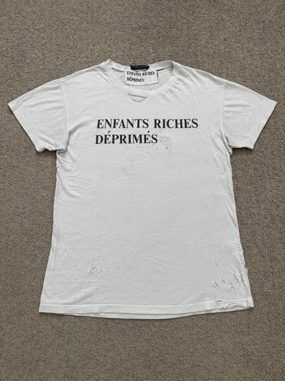 Enfants Riches Deprimes OG White Logo Distressed T Shirt