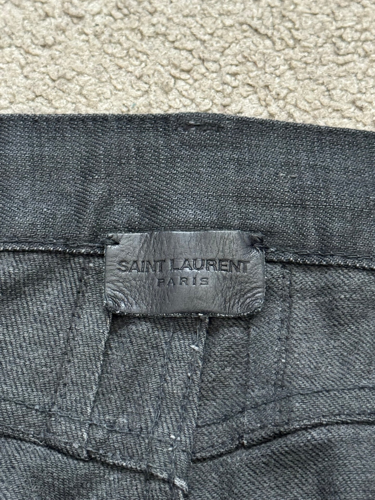FW13 Saint Laurent by Hedi Slimane Black Wax D02 Denim Jeans