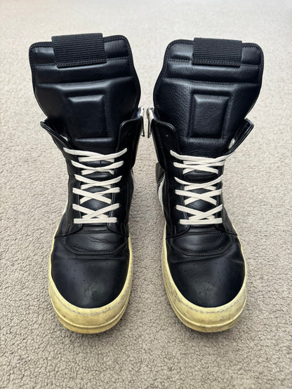 FW16 Rick Owens Black & White Geobasket High Top Sneakers
