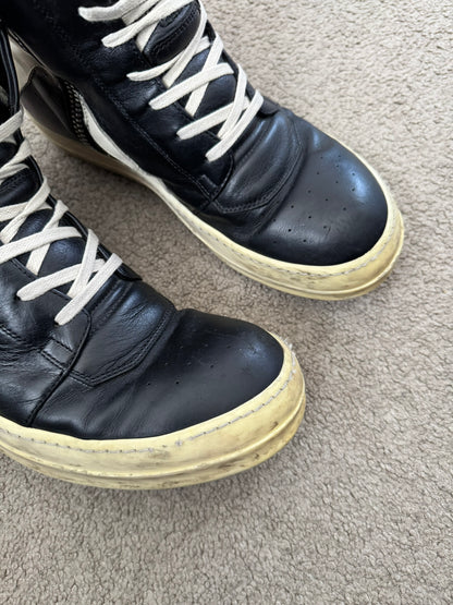 FW16 Rick Owens Black & White Geobasket High Top Sneakers