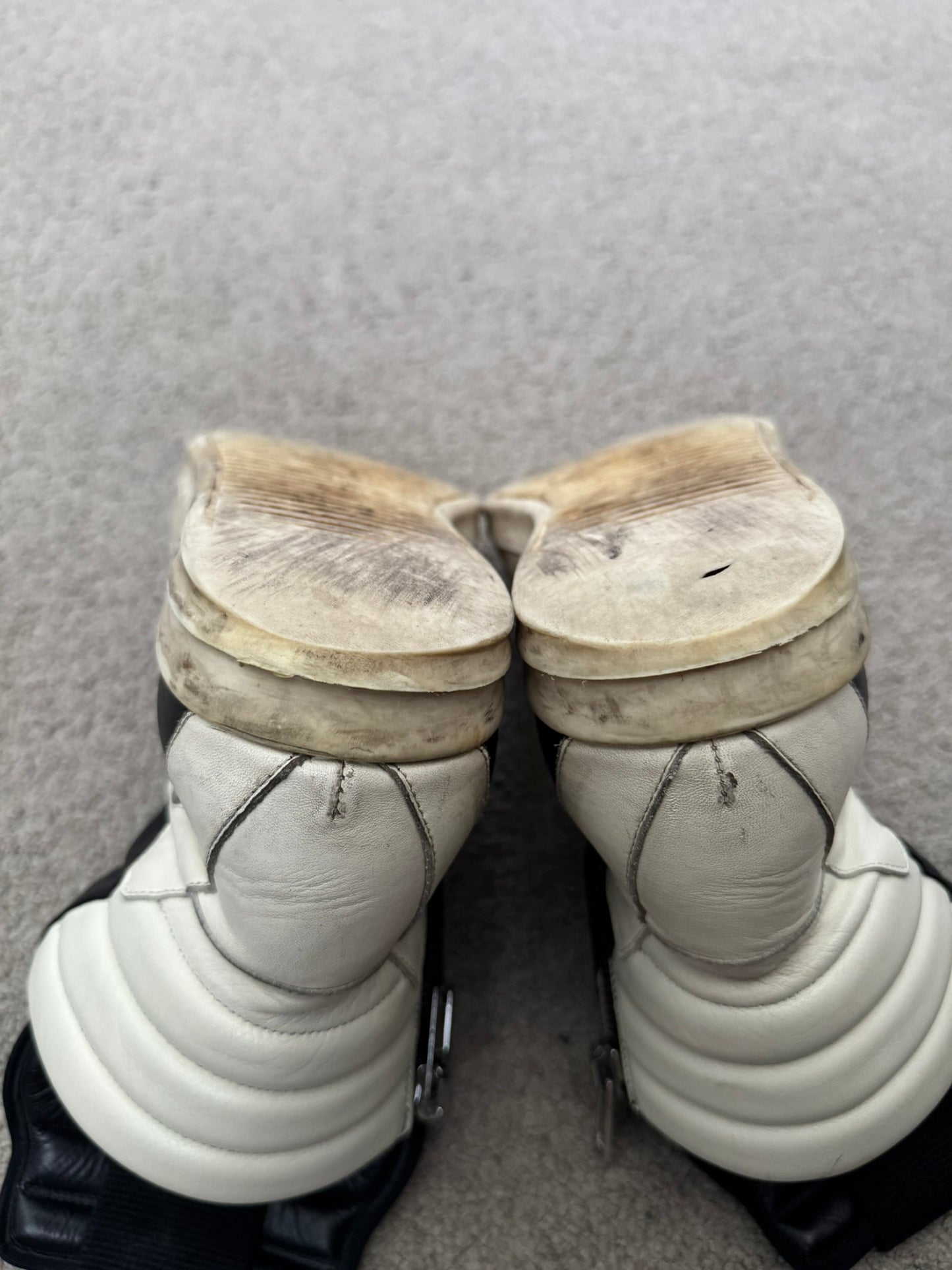 FW16 Rick Owens Black & White Geobasket High Top Sneakers
