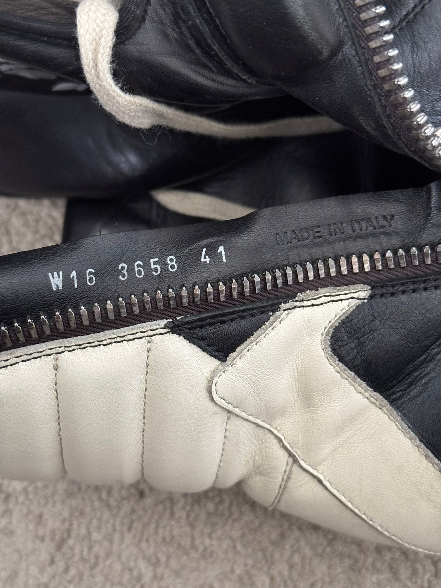FW16 Rick Owens Black & White Geobasket High Top Sneakers