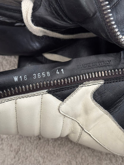 FW16 Rick Owens Black & White Geobasket High Top Sneakers