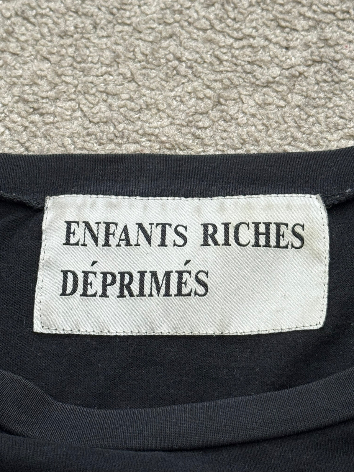 Enfants Riches Deprimes Black Logo Distressed T Shirt