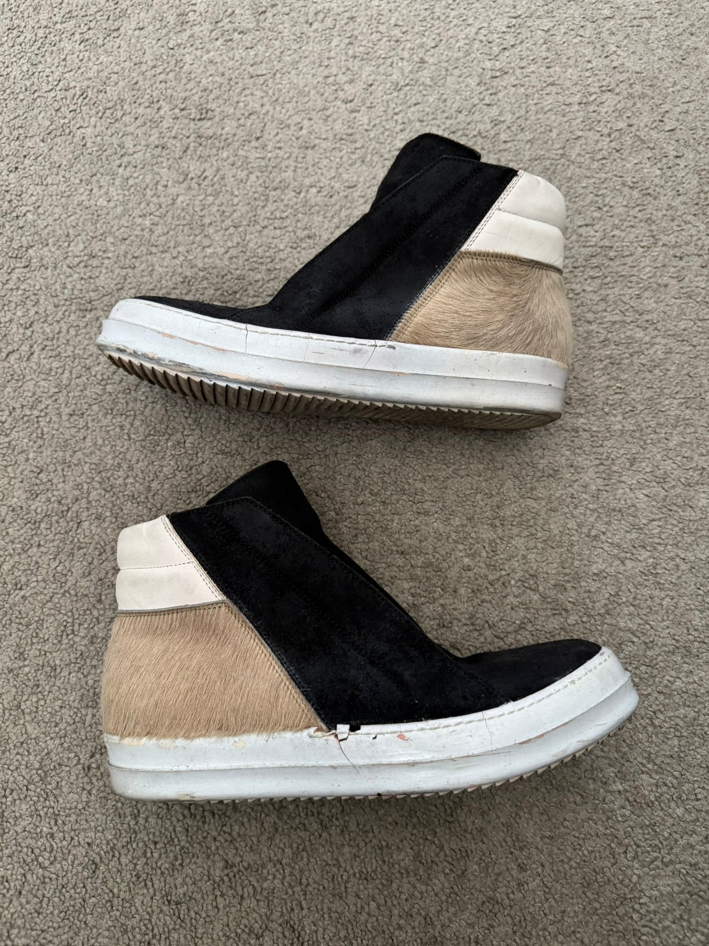 FW13 Rick Owens Mainline Pony Hair Island Dunk Sneakers