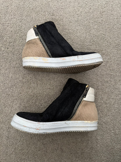 FW13 Rick Owens Mainline Pony Hair Island Dunk Sneakers