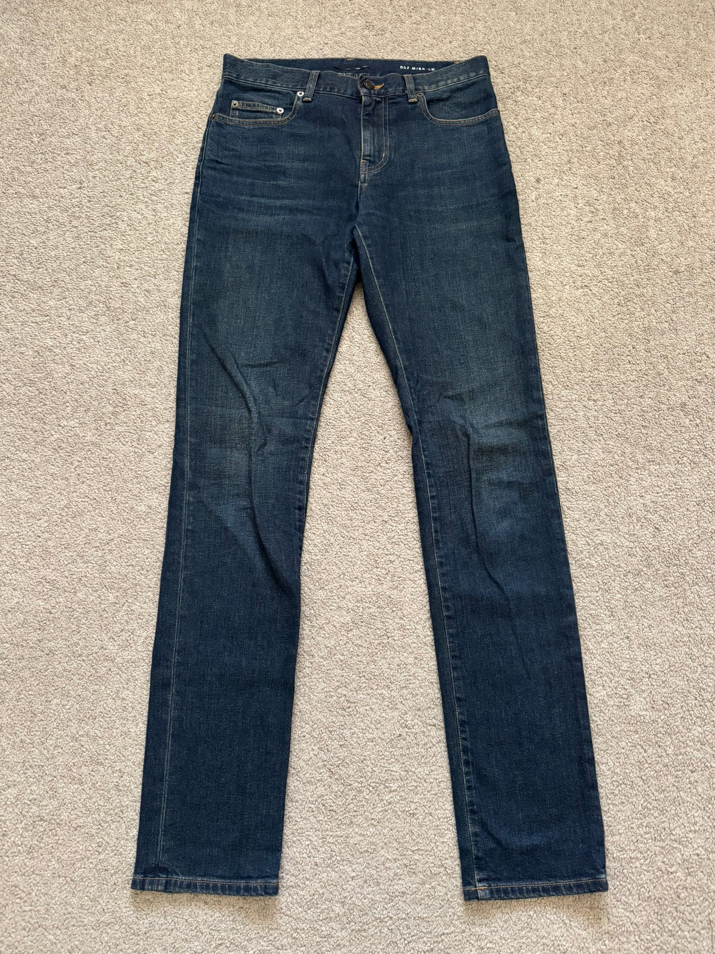 FW16 Saint Laurent by Hedi Slimane Dirty Blue D02 Denim Jeans