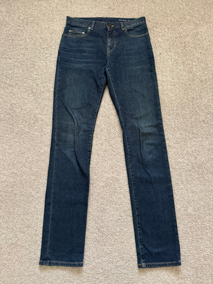 FW16 Saint Laurent by Hedi Slimane Dirty Blue D02 Denim Jeans
