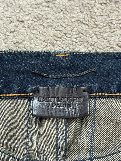 FW16 Saint Laurent by Hedi Slimane Dirty Blue D02 Denim Jeans