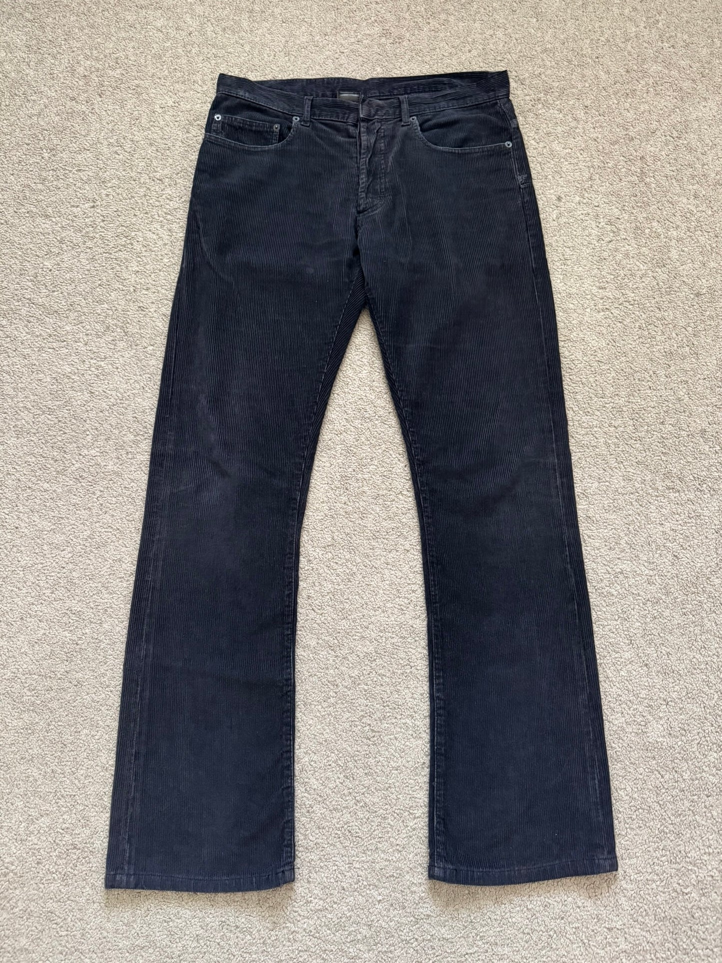 AW05 Dior Homme by Hedi Slimane Black Flared Corduroy Pants