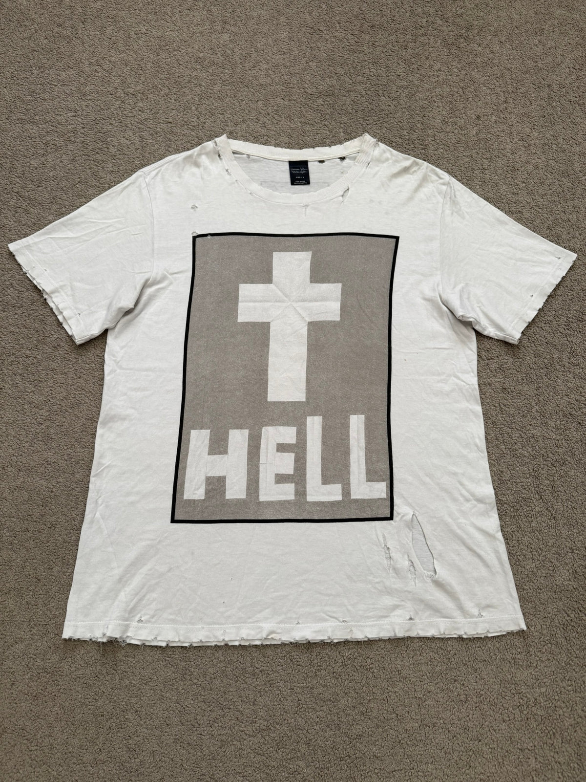 SS05 Number (N)ine "Hell" Cross Origami Distressed T Shirt