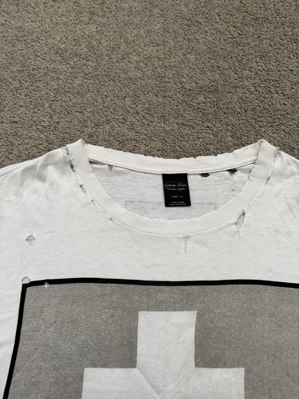 SS05 Number (N)ine "Hell" Cross Origami Distressed T Shirt