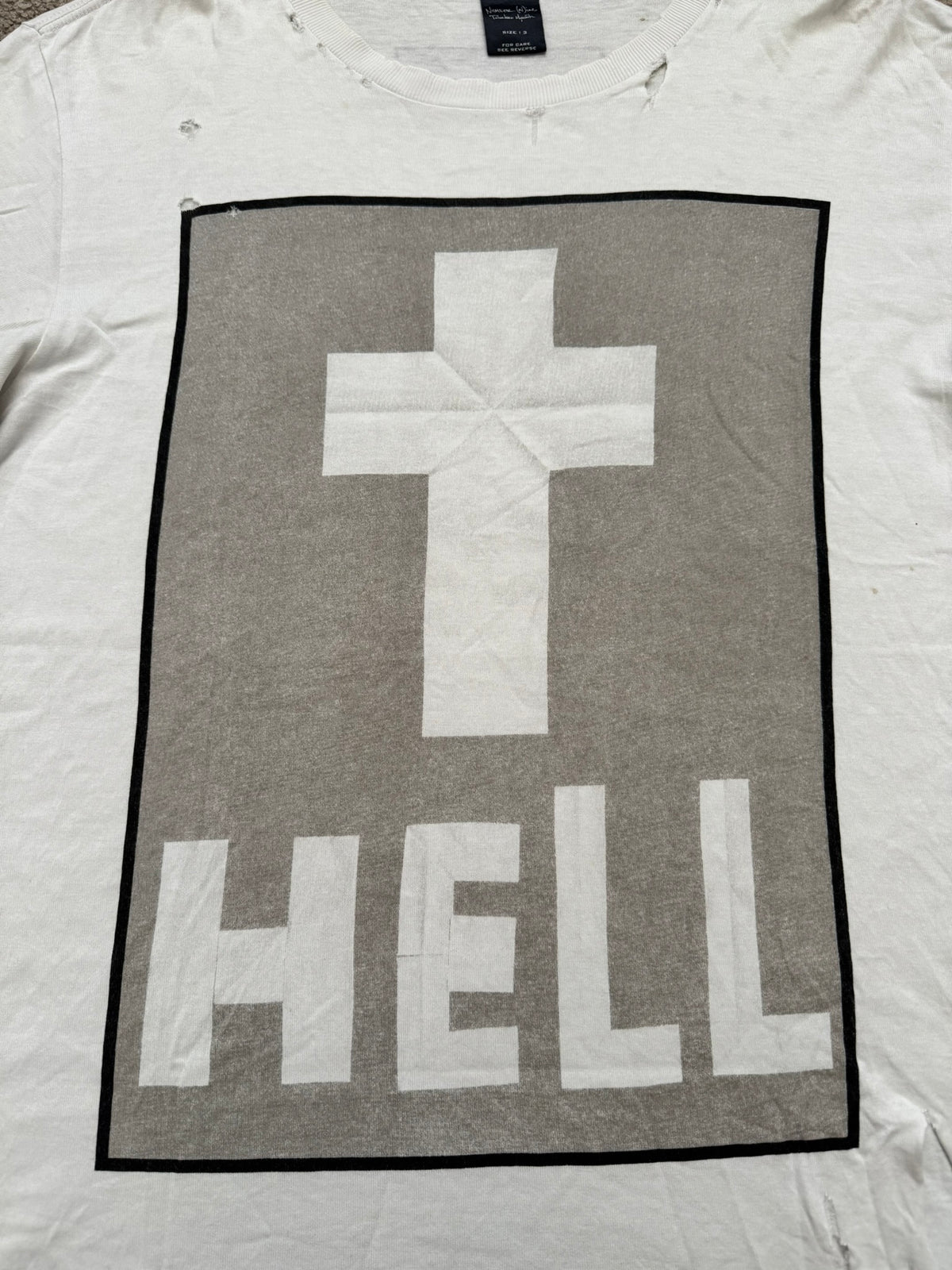 SS05 Number (N)ine "Hell" Cross Origami Distressed T Shirt