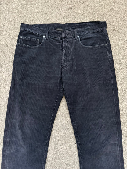 AW05 Dior Homme by Hedi Slimane Black Flared Corduroy Pants