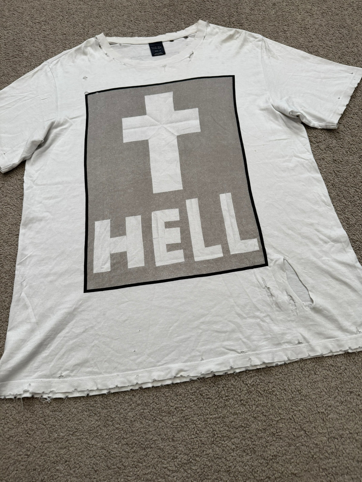 SS05 Number (N)ine "Hell" Cross Origami Distressed T Shirt