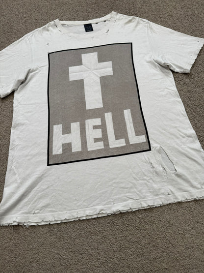 SS05 Number (N)ine "Hell" Cross Origami Distressed T Shirt