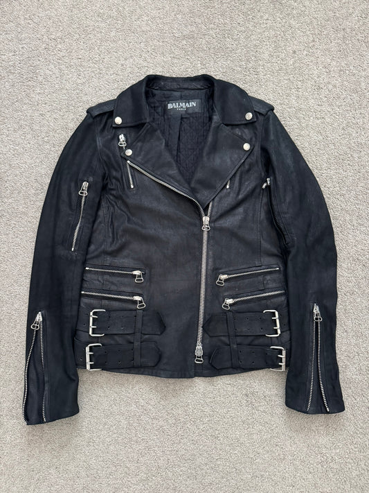 AW09 Balmain by Christophe Decarnin Goatskin Leather Perfecto Jacket