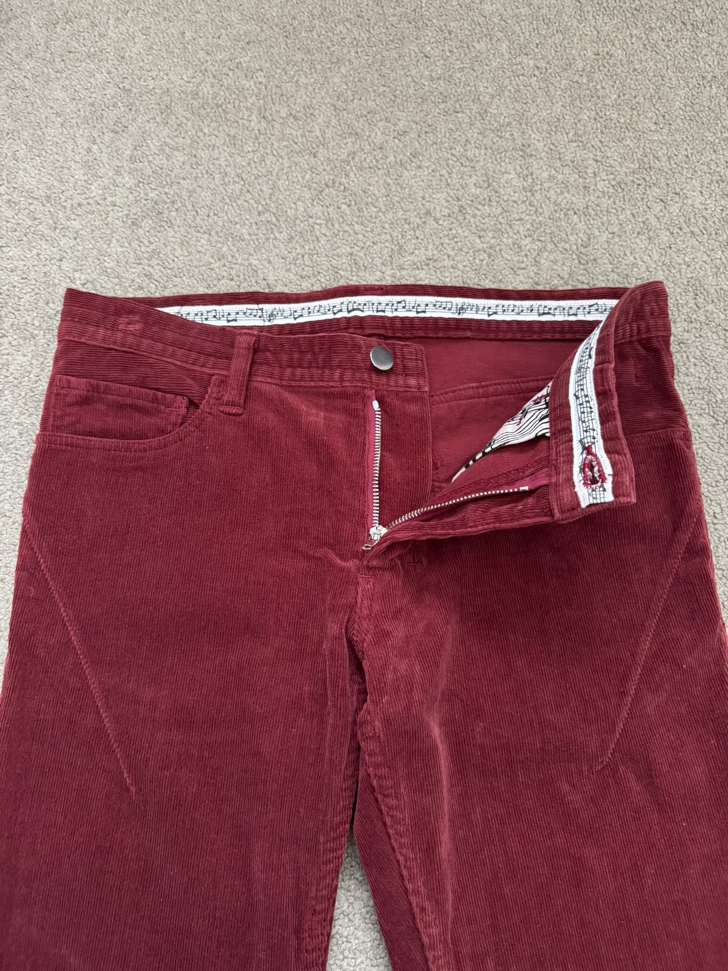 AW09 Number (N)ine Red Crying Heart Corduroy Pants