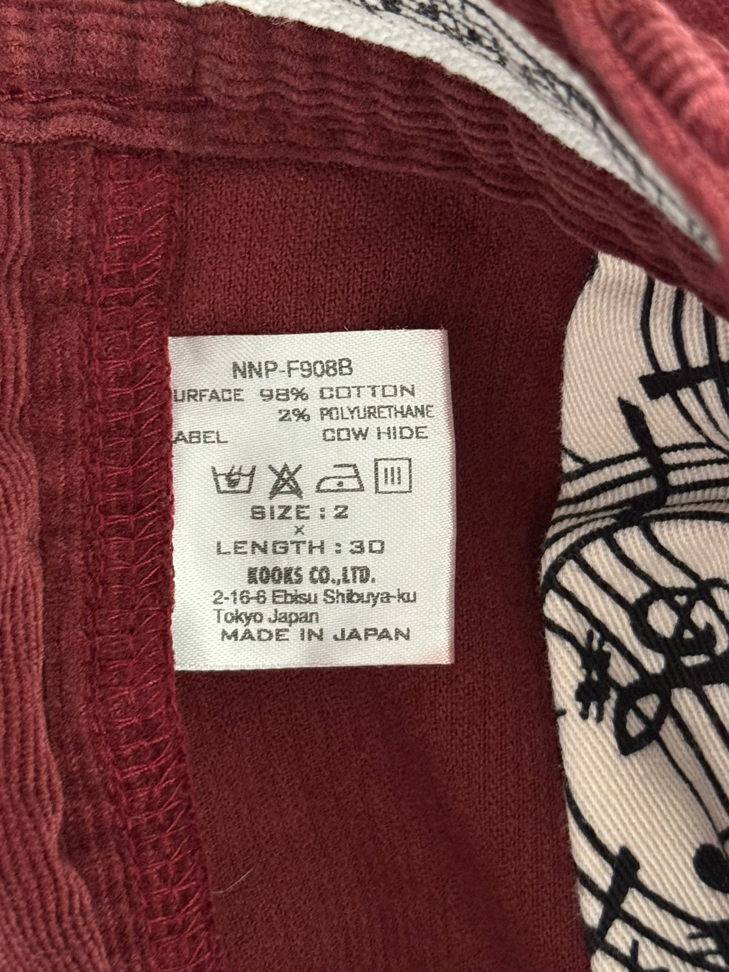 AW09 Number (N)ine Red Crying Heart Corduroy Pants