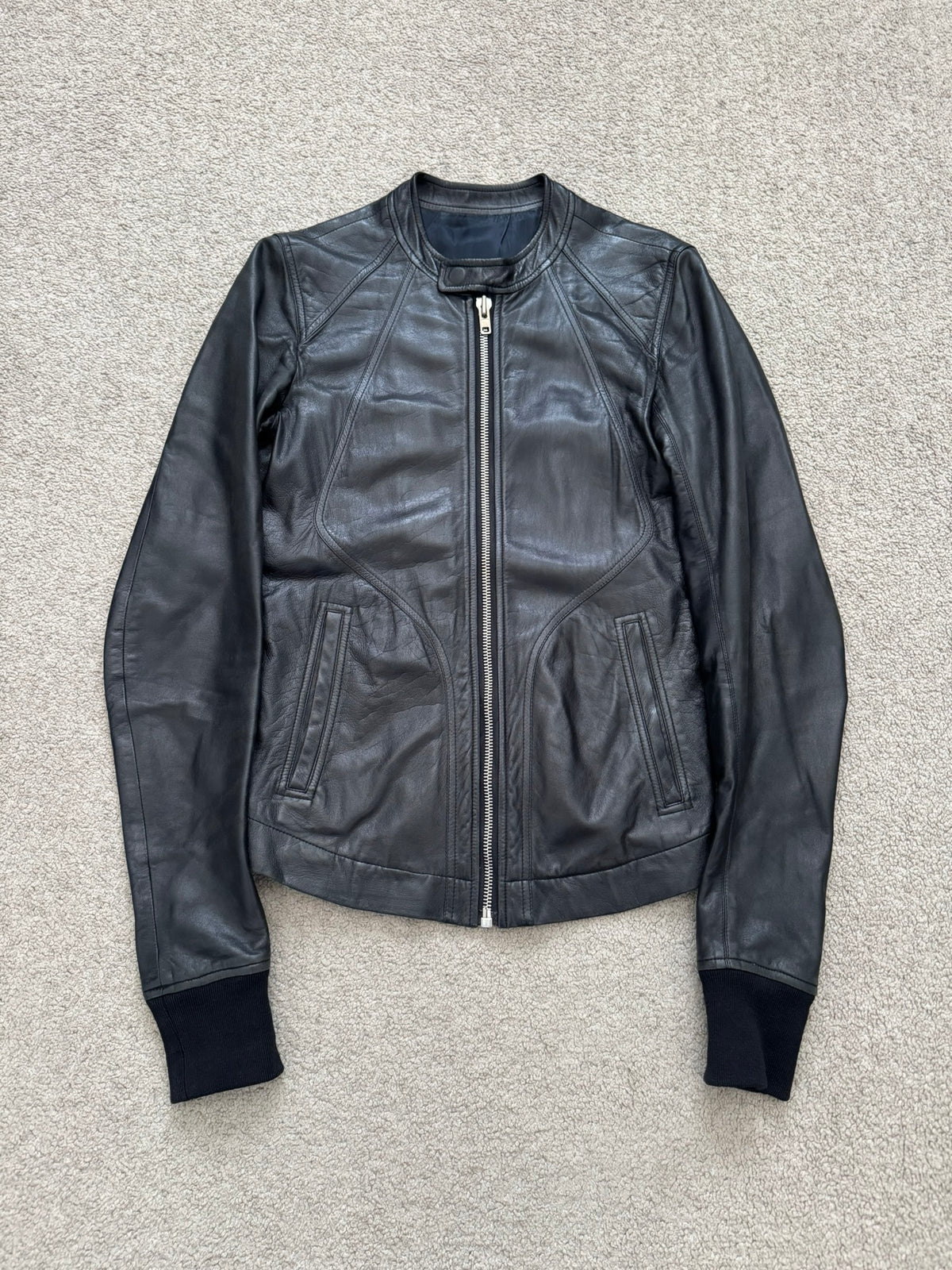 SS14 Rick Owens Mainline Lambskin Intarsia Leather Jacket