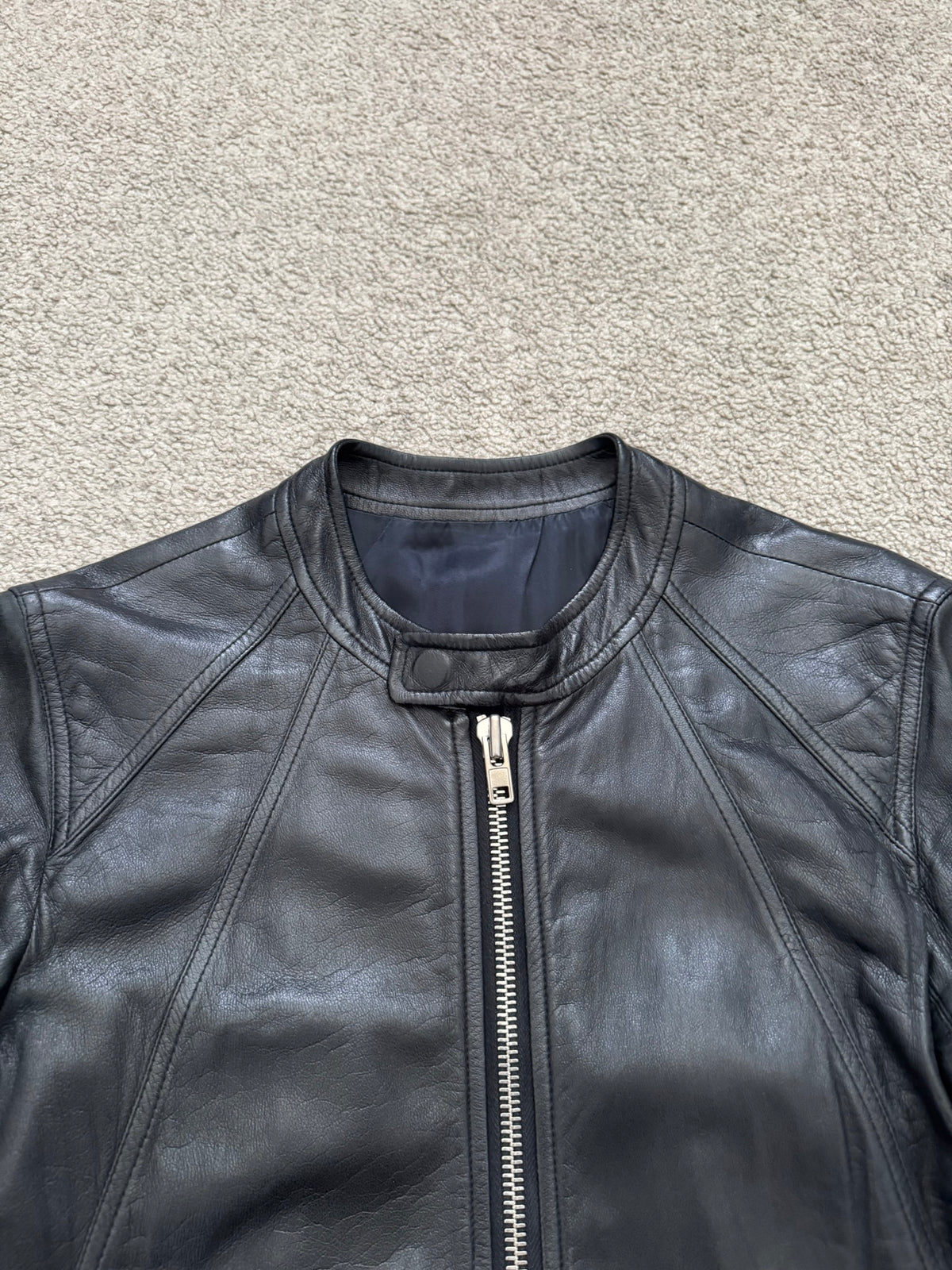 SS14 Rick Owens Mainline Lambskin Intarsia Leather Jacket