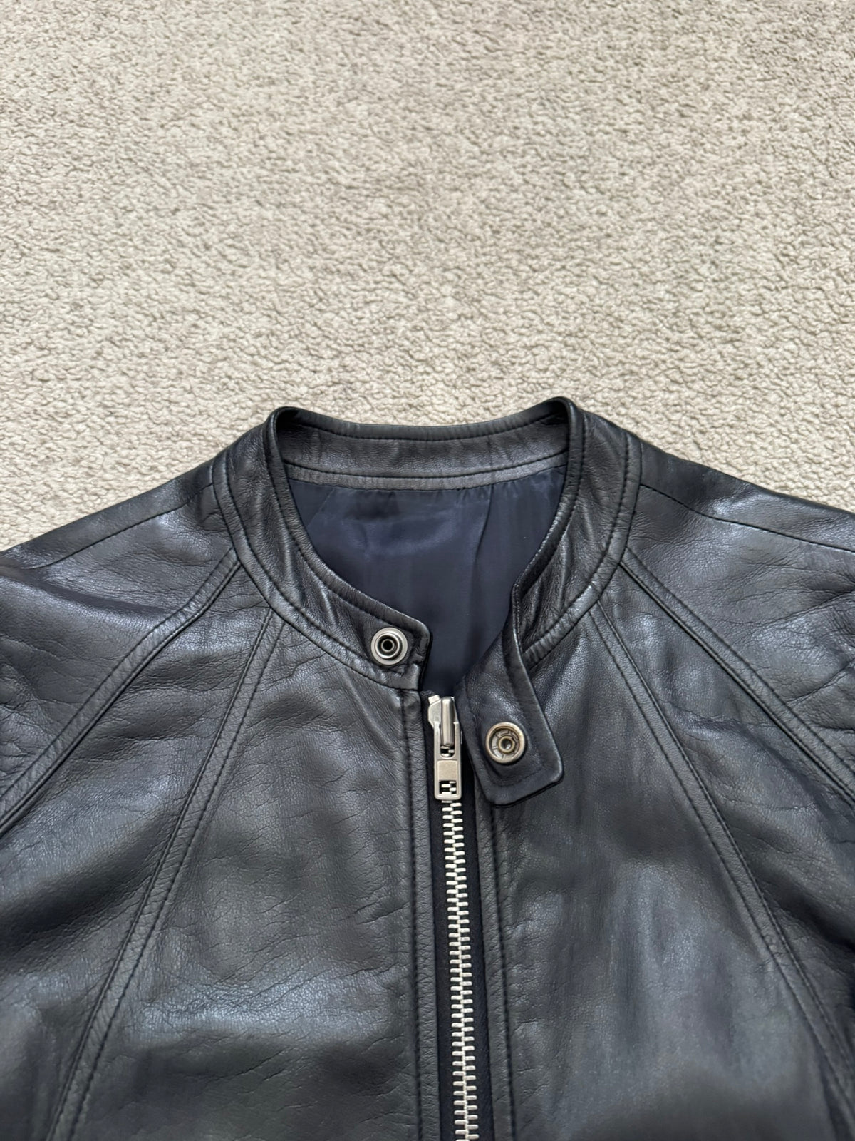 SS14 Rick Owens Mainline Lambskin Intarsia Leather Jacket