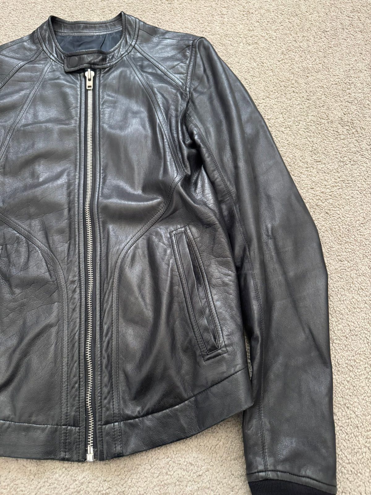 SS14 Rick Owens Mainline Lambskin Intarsia Leather Jacket