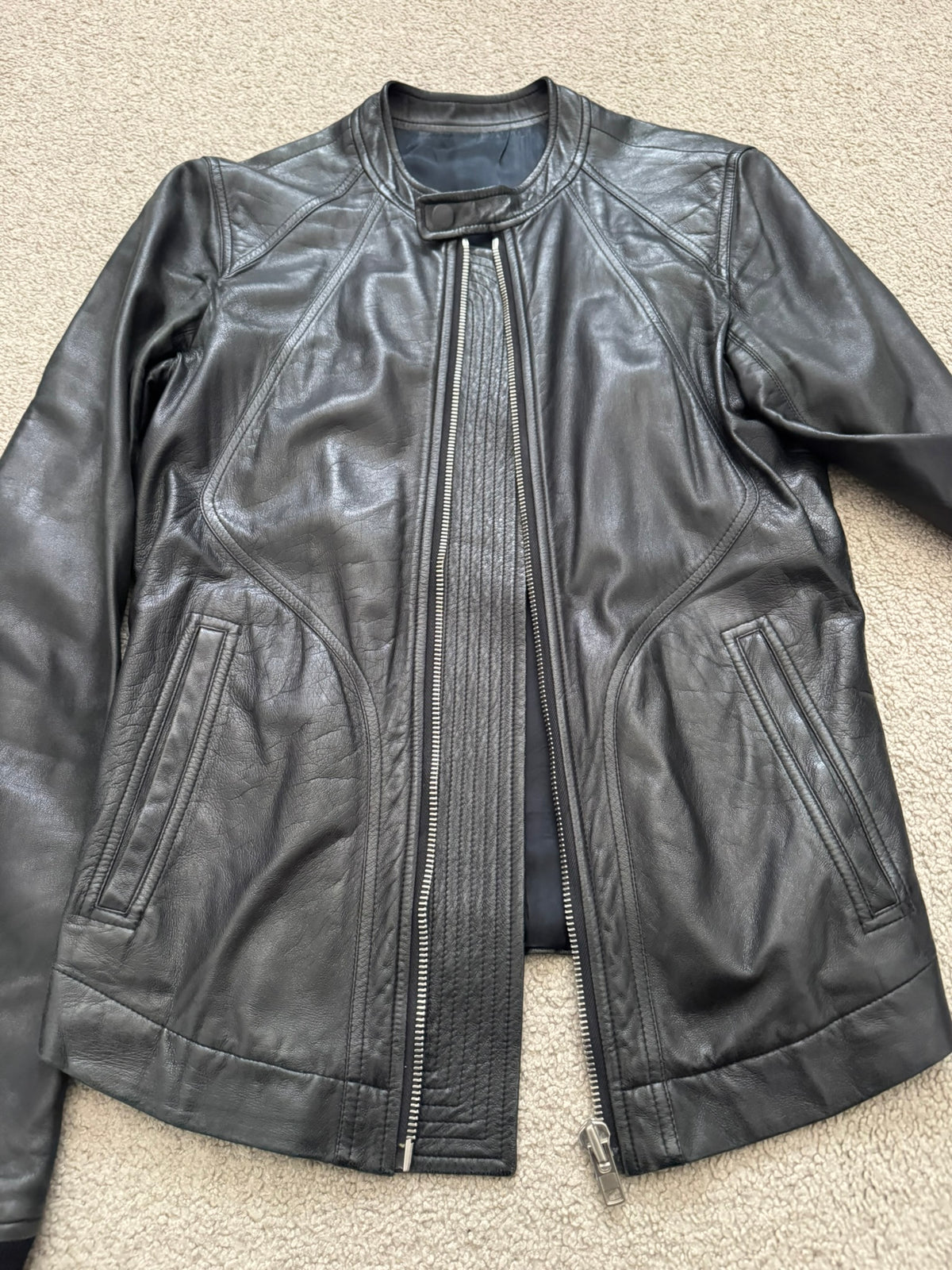 SS14 Rick Owens Mainline Lambskin Intarsia Leather Jacket