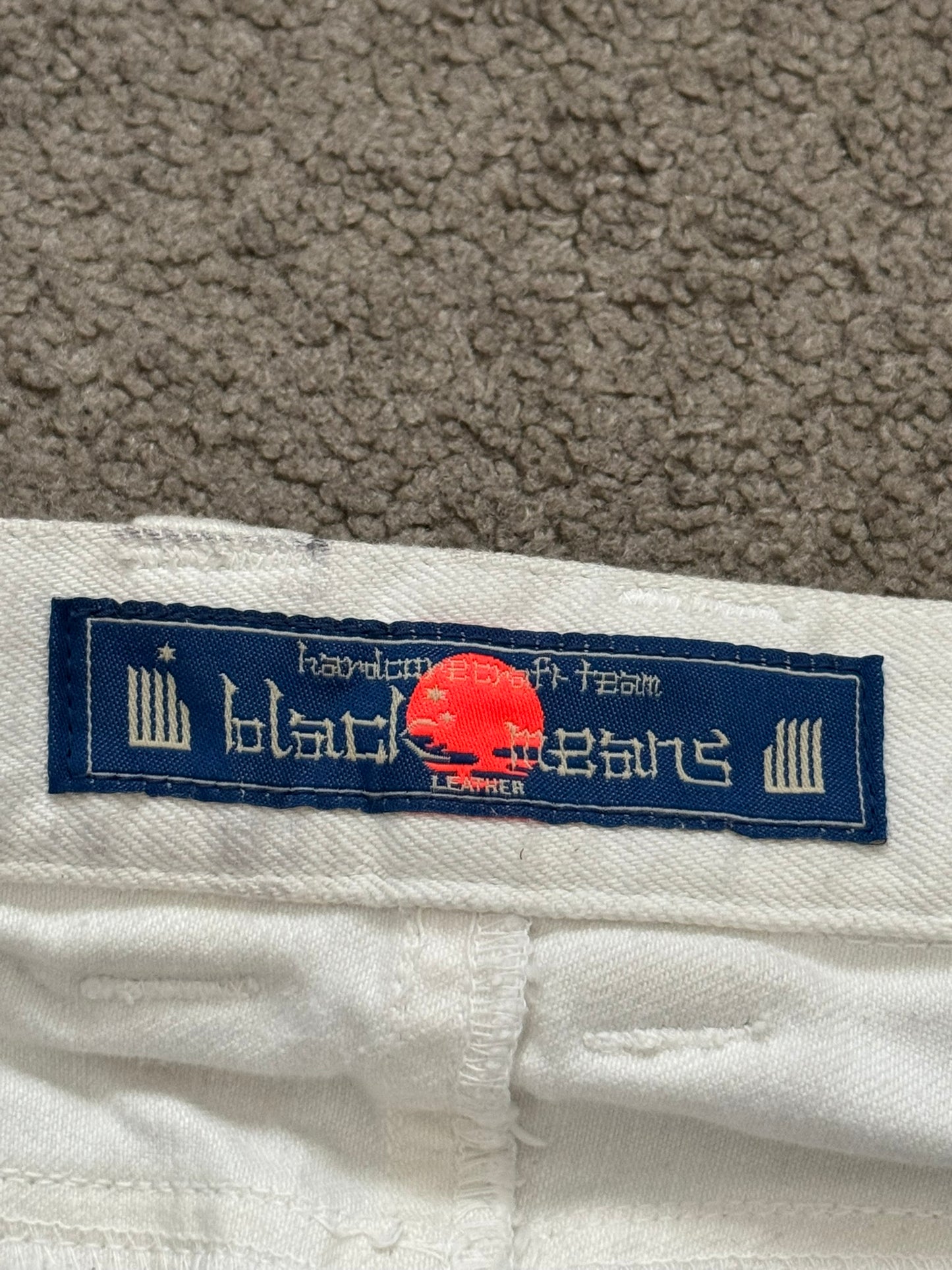 Blackmeans White Zipper Cargo Bondage Biker Denim Jeans