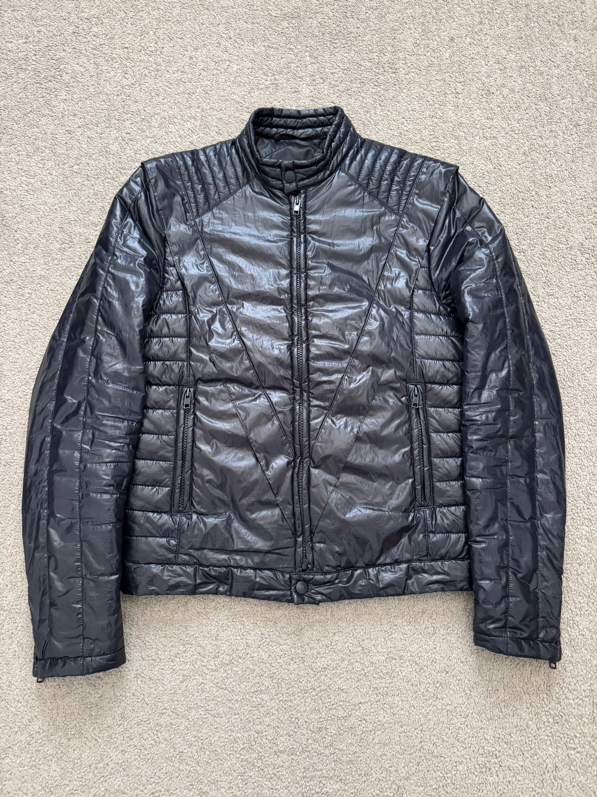AW08 Maison Margiela “Thriller” Navy Quilted Puffer Biker Jacket