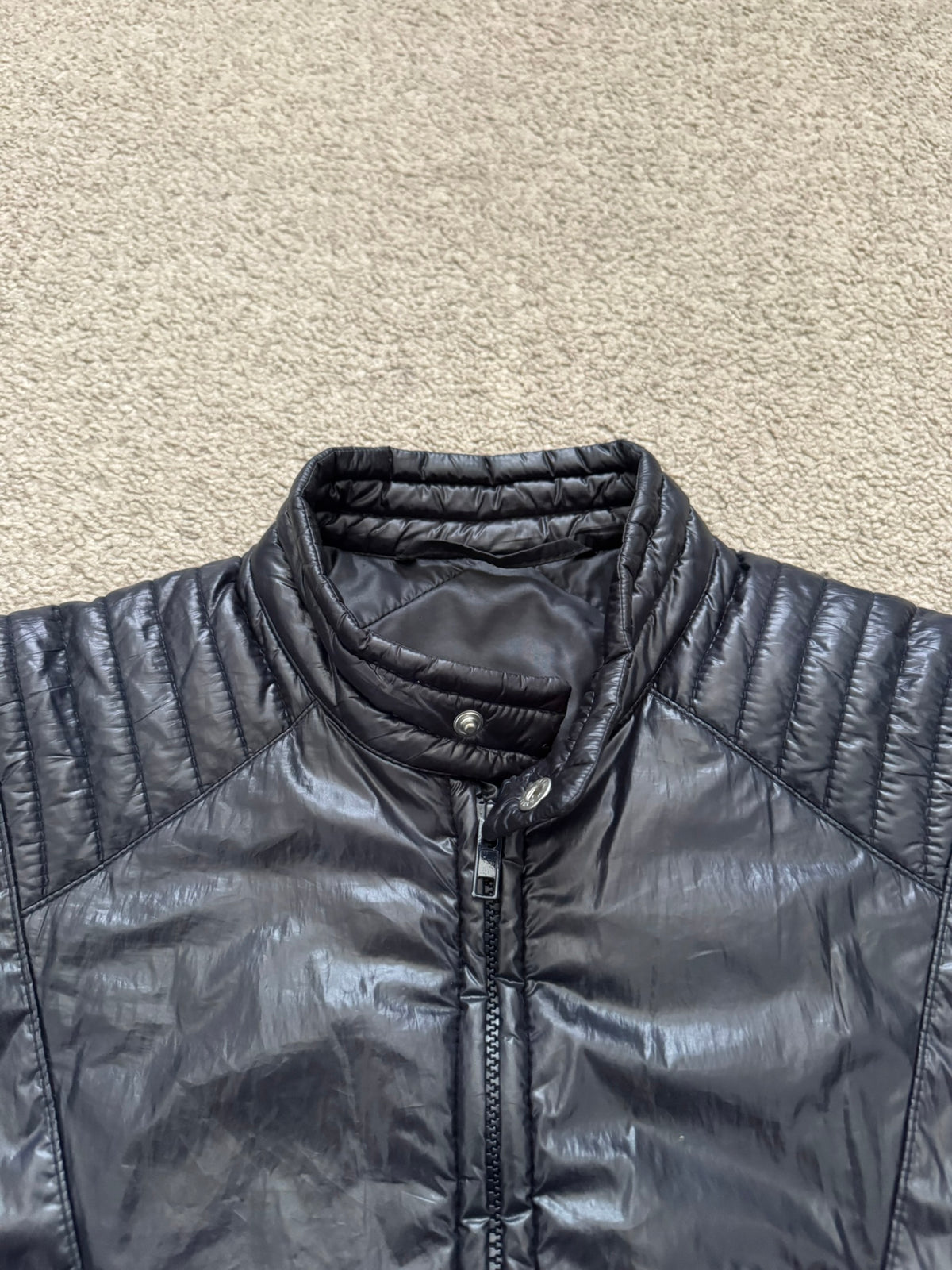 AW08 Maison Margiela “Thriller” Navy Quilted Puffer Biker Jacket