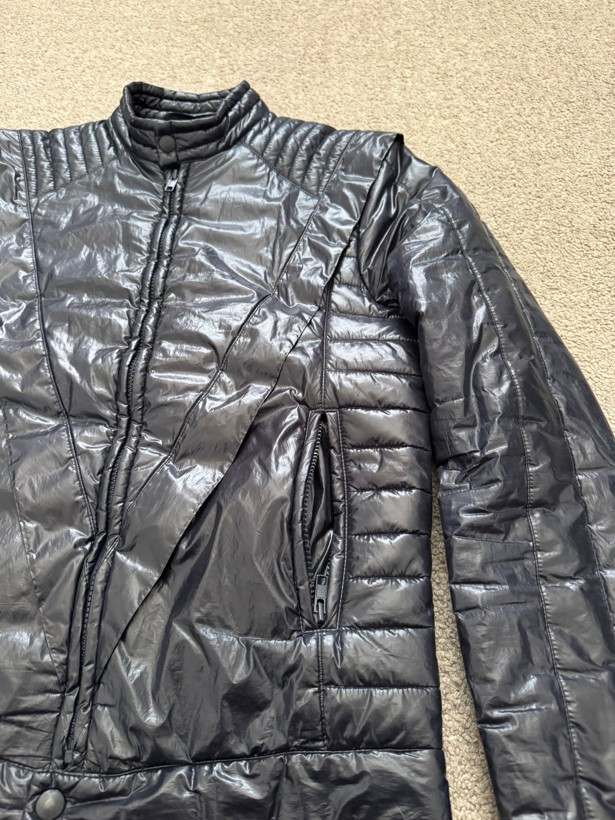 AW08 Maison Margiela “Thriller” Navy Quilted Puffer Biker Jacket
