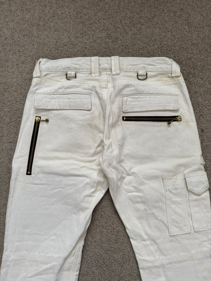 Blackmeans White Zipper Cargo Bondage Biker Denim Jeans