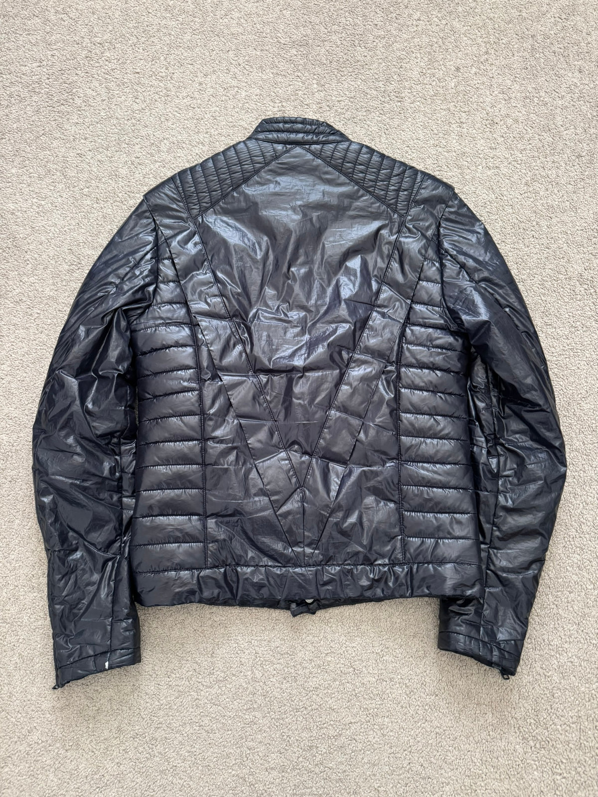 AW08 Maison Margiela “Thriller” Navy Quilted Puffer Biker Jacket