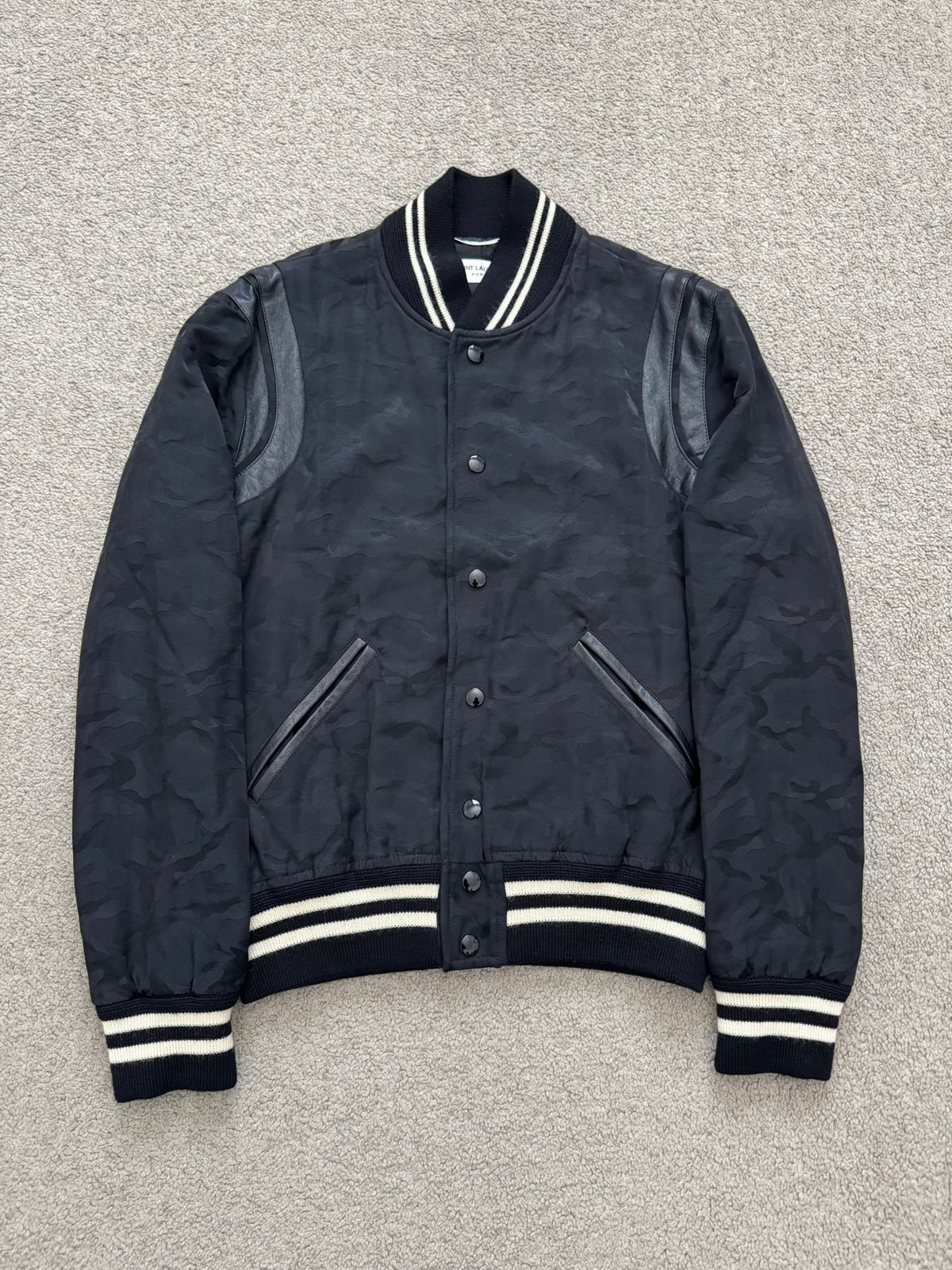 SS16 Saint Laurent by Hedi Slimane Camo Teddy Varsity Jacket