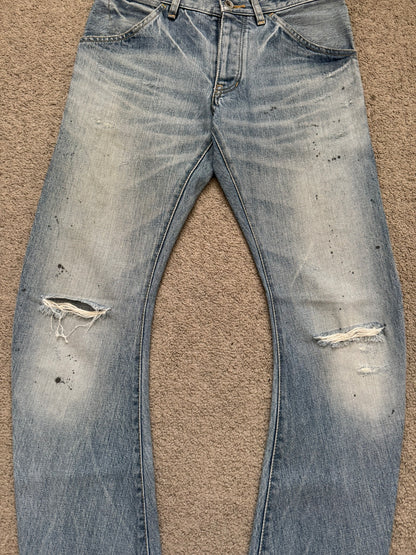 Kazuyuki Kumagai Attachment J-Cut Painted Denim Jeans