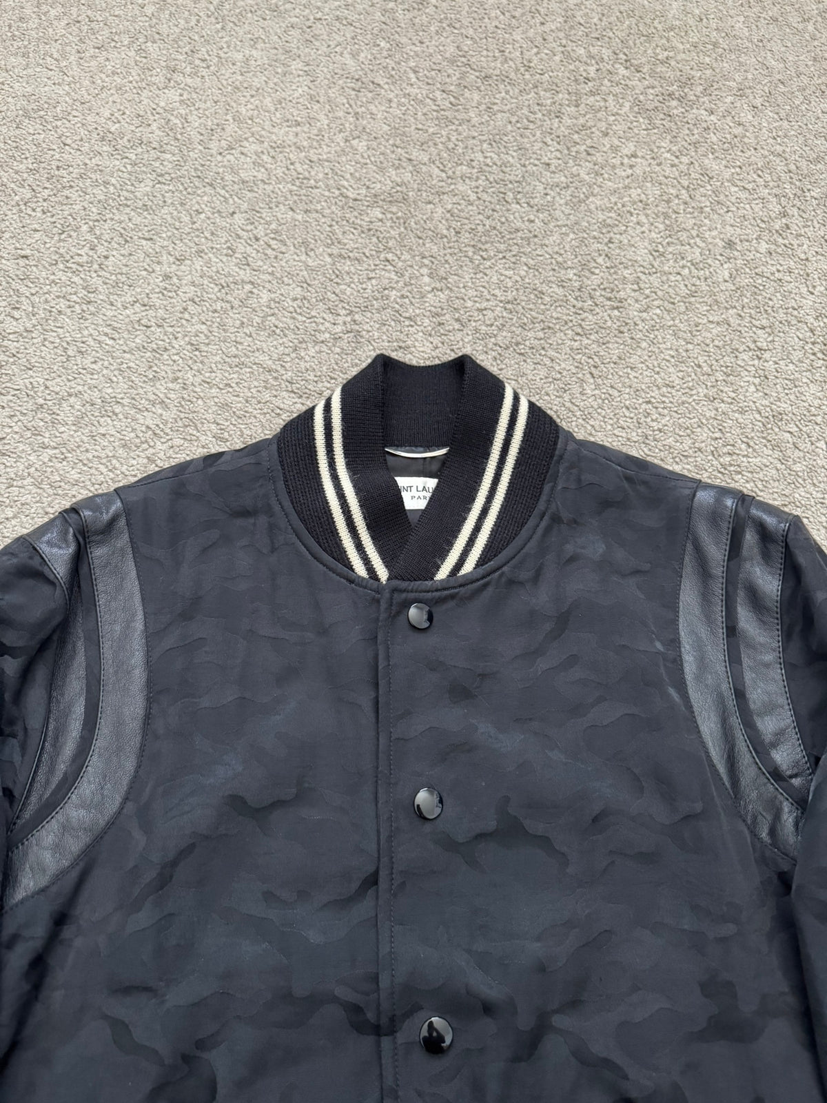 SS16 Saint Laurent by Hedi Slimane Camo Teddy Varsity Jacket