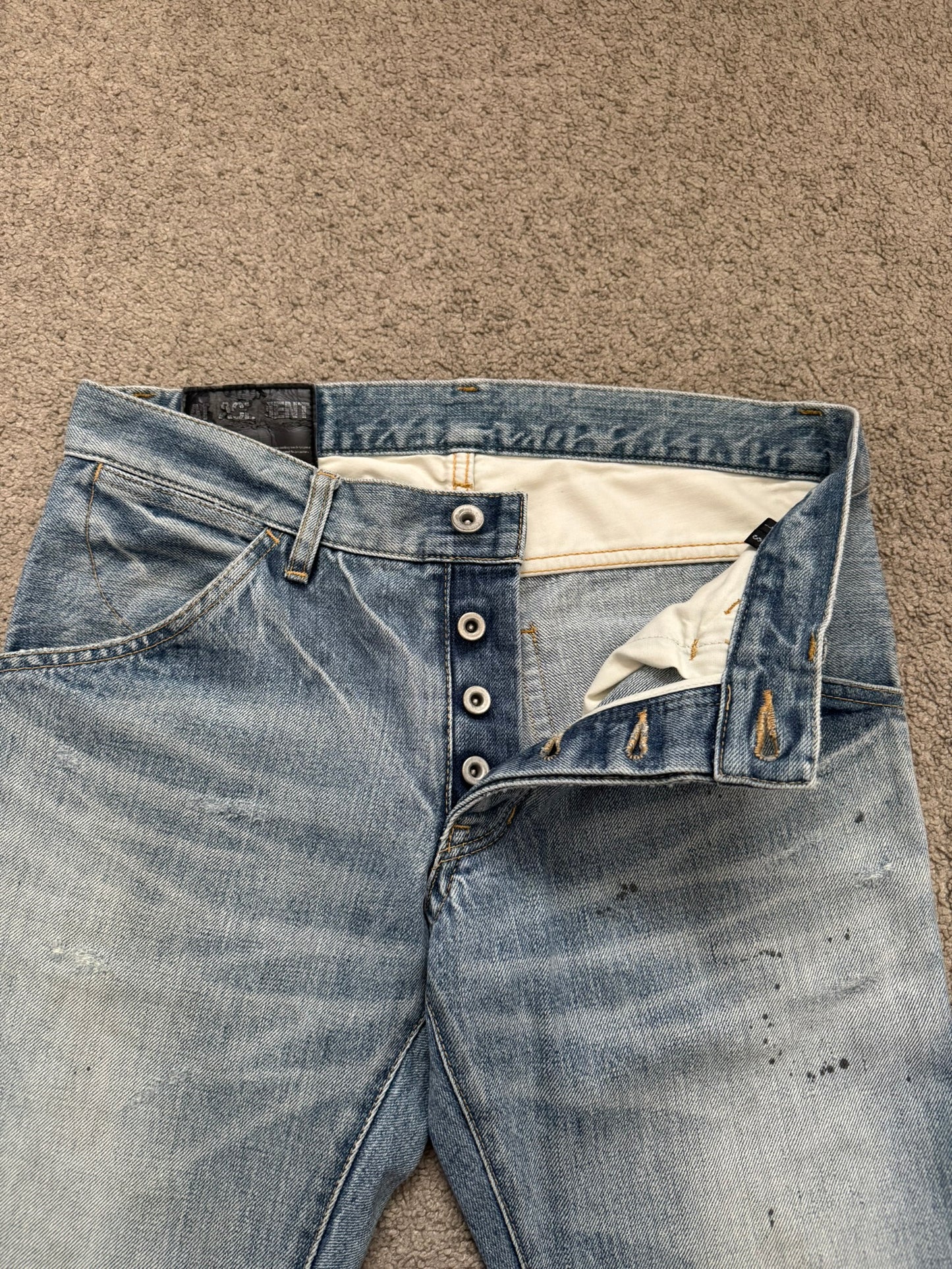 Kazuyuki Kumagai Attachment J-Cut Painted Denim Jeans