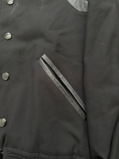 SS15 Saint Laurent by Hedi Slimane Black Teddy Varsity Jacket