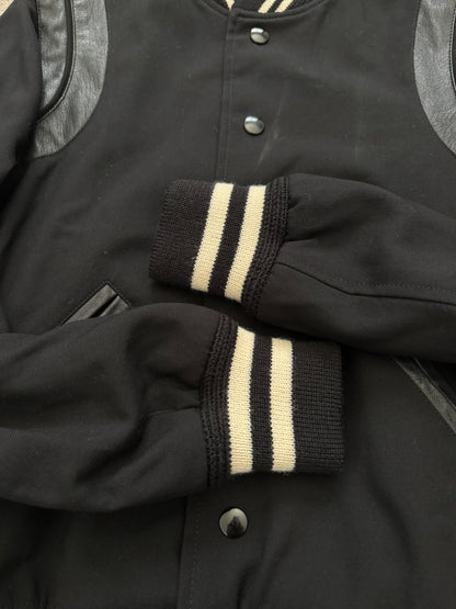 SS15 Saint Laurent by Hedi Slimane Black Teddy Varsity Jacket