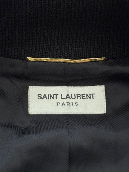 SS15 Saint Laurent by Hedi Slimane Black Teddy Varsity Jacket